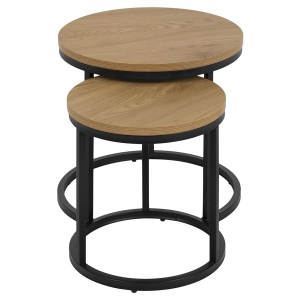 Zestaw stolików Spiro dąb/czarny - ACTONA